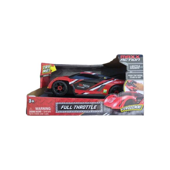 SUNNY DAYS Maxx Action Lights & Sounds Full Throttle Race Car Rev Go Red Black - Picture 1 of 7